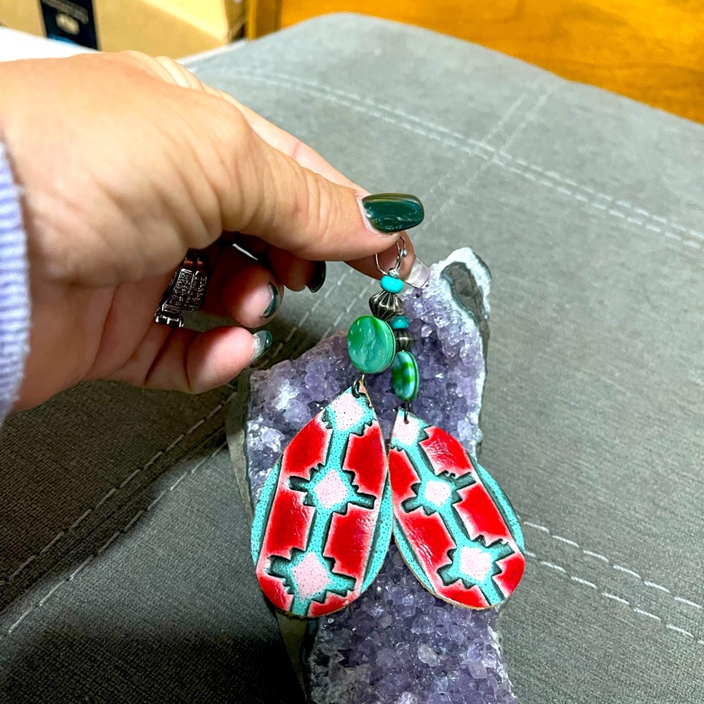 Leather Southwestern earrings